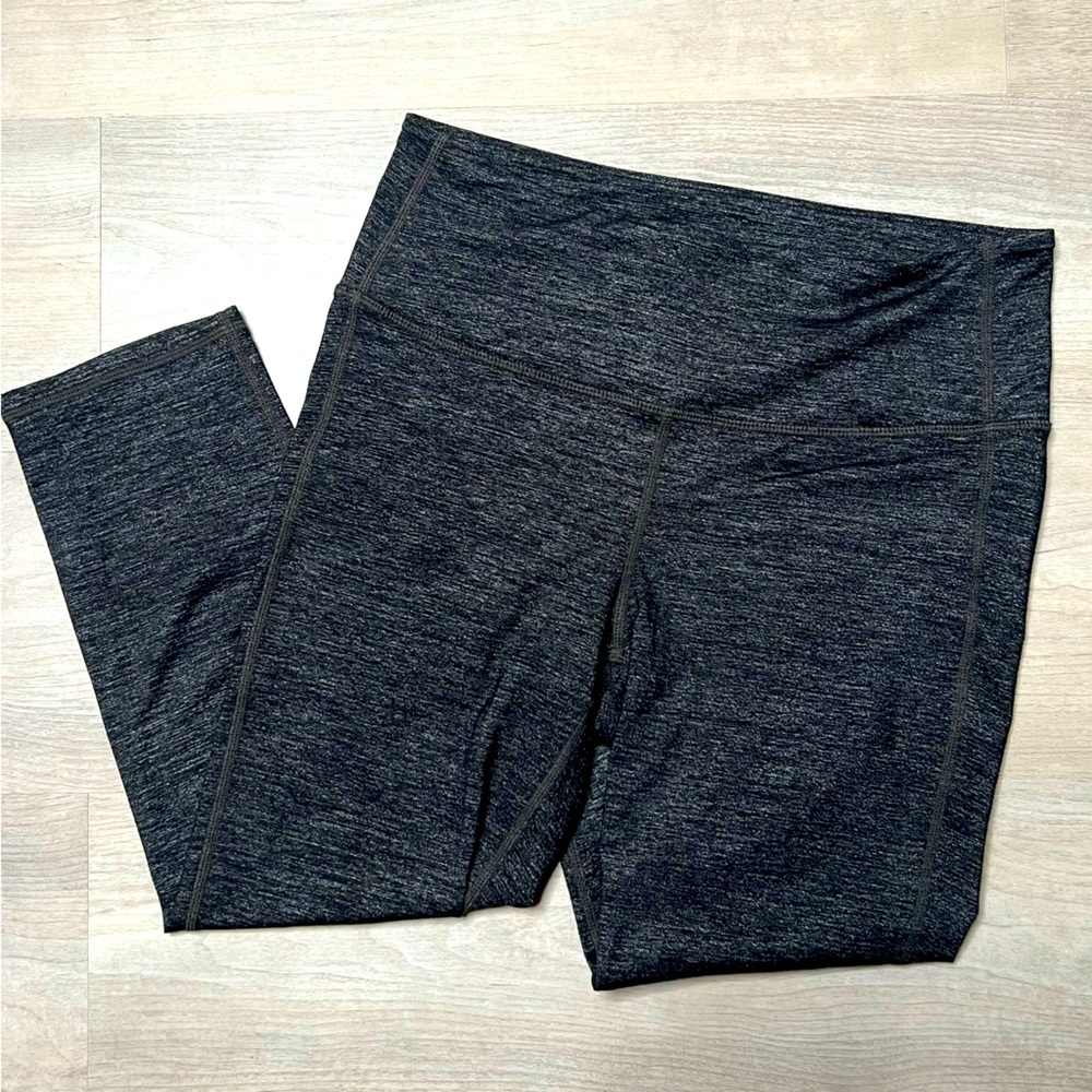Athleta Crop Leggings, Black with Metallic Sheen, size S